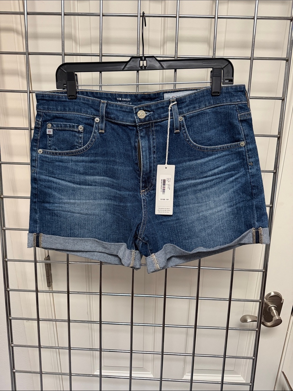 AG Adriano Goldschmied Blue Roll-Cuff Denim Shorts